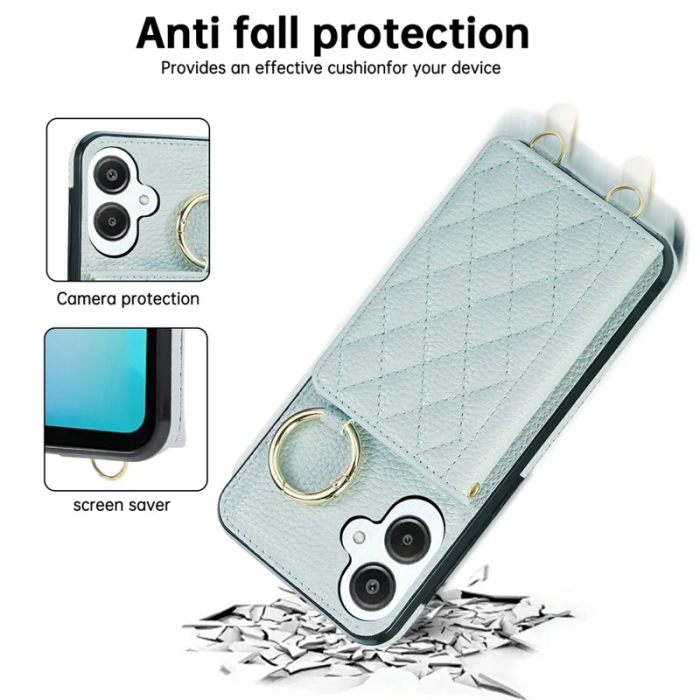 A-One Brand - Galaxy A06 4G/5G Mobilskal Korthållare Kickstand Rhombus - Blå