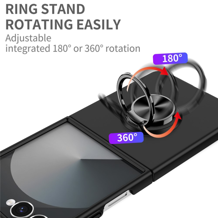 A-One Brand - Galaxy Z Flip 7 5G Mobilskal Rotatable Ring Kickstand - Svart