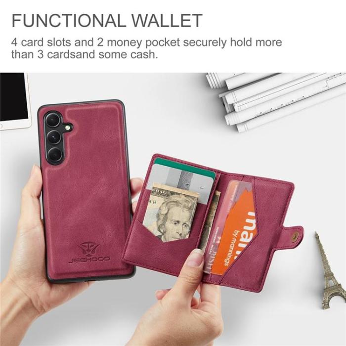 OEM - JEEHOOD Samsung Galaxy A14 4G/5G Fodral KonstLäder - Röd