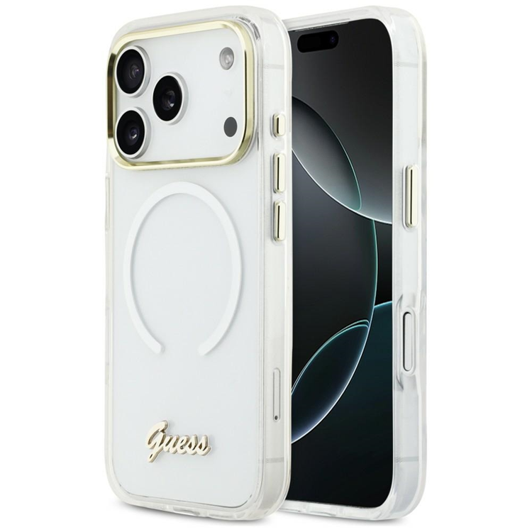 Guess Mobilskal För iPhone 17 Pro MagSafe IML Gradient Script Metal - Vit | 2353 | AlltMobil