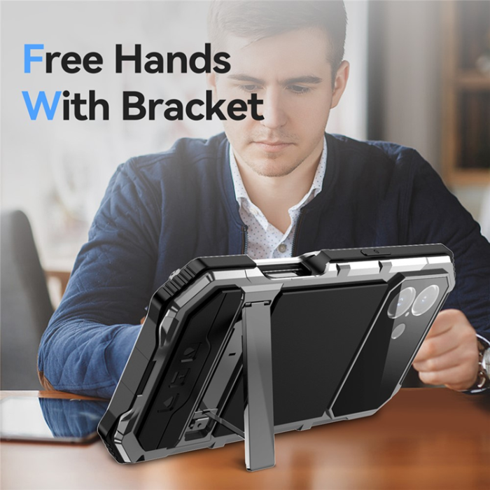 R-JUST - R-JUST iPhone 16 Plus Mobilskal med Härdat Glas - Silver