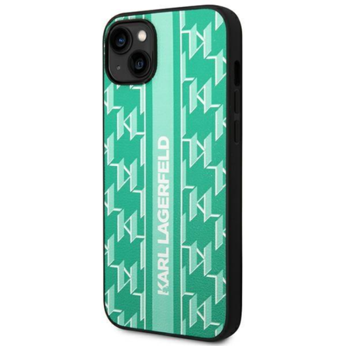 KARL LAGERFELD - Karl Lagerfeld iPhone 14 Plus Skal Monogram Stripe - Grön
