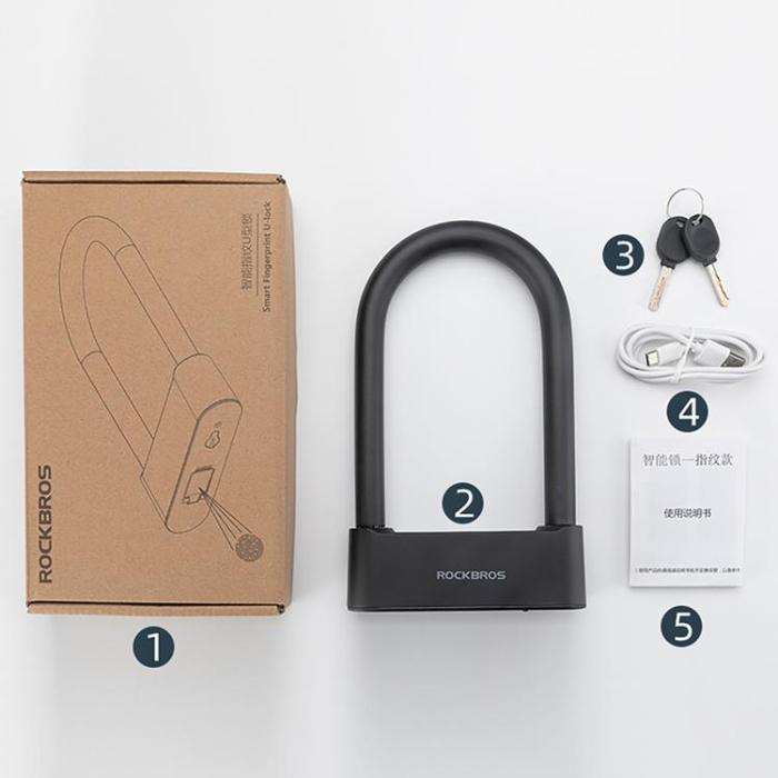 Rockbros - Rockbros SMART Cykellås med Fingeravtrycksläsare och Bluetooth