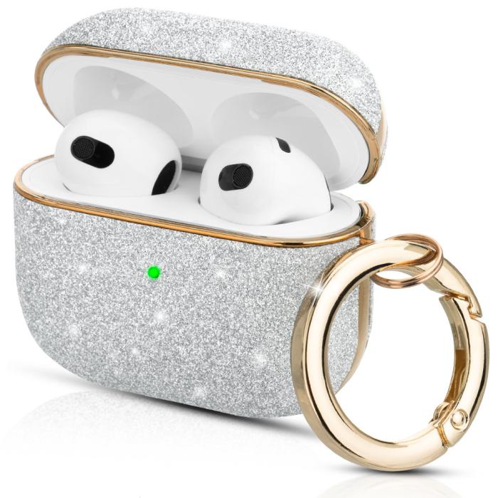 UTGATT5 - Kingxbar Bling Pods Glitter Skal AirPods 3 - Silver