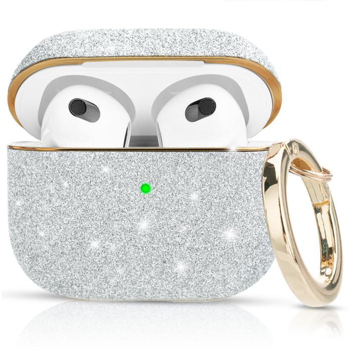 UTGATT5 - Kingxbar Bling Pods Glitter Skal AirPods 3 - Silver