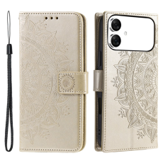 A-One Brand - Galaxy S26 Edge Plånboksfodral Imprinted Totem Läder - Guld