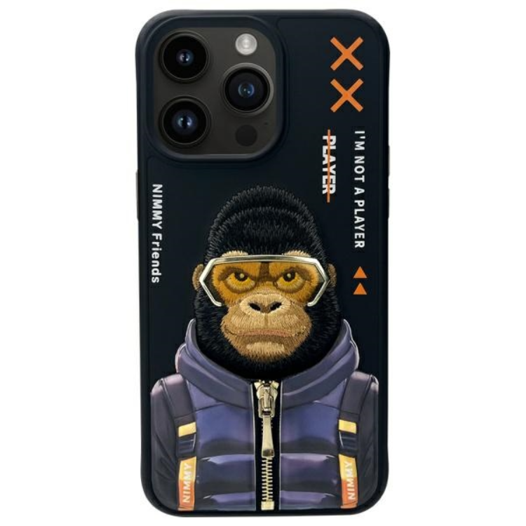 Nimmy iPhone 15 Pro Mobilskal Cool & Cute 2.0 Monkey - Svart | 2353 | AlltMobil