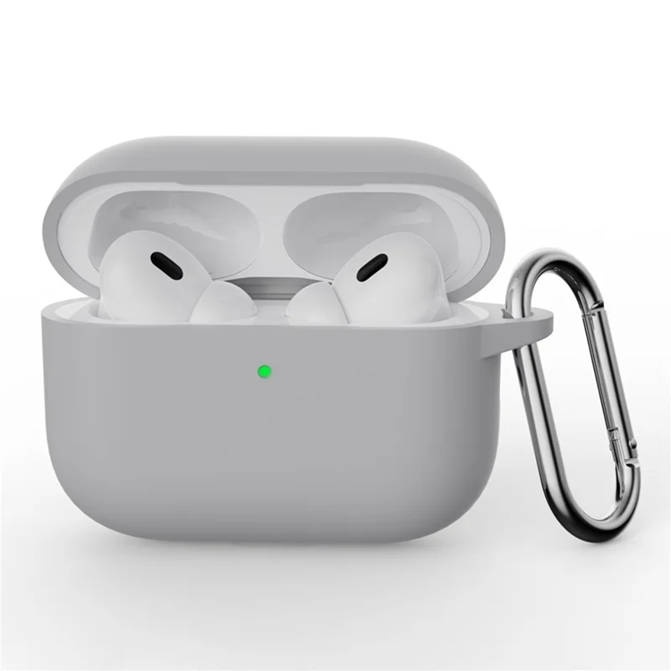 Airpods Pro 3 Skal Silikon med Karbinhake - Ljusgrå | 2353 | AlltMobil