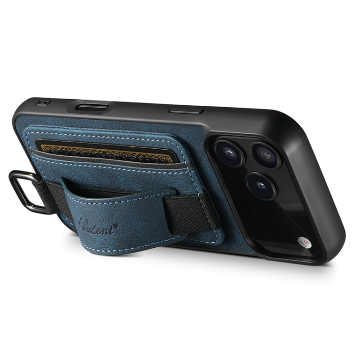 SUTENI - SUTENI iPhone 17 Pro Max Mobilskal Korthållare Litchi Läder