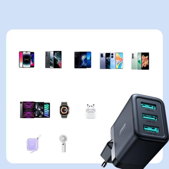 Joyroom - Joyroom Nätladdare 3xUSB-A 12W 3.4A - Svart