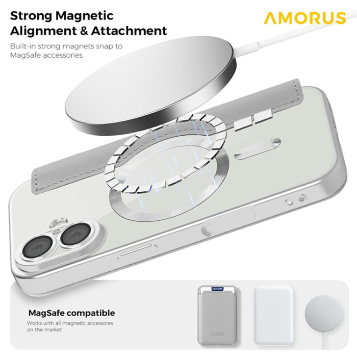 Amorus - AMORUS iPhone 17 Plånboksfodral MagSafe RFID Blocking - Titangrå