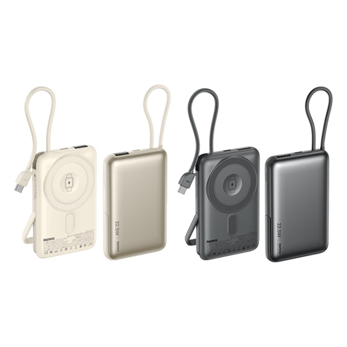 Remax - REMAX 3in1 Powerbank 10000mAh 15W/22.5W Trådlös Laddare - Grå