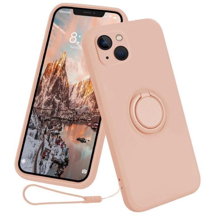 OEM - iPhone 15 Plus Mobilskal Ringhållare Liquid Silikon - Rosa
