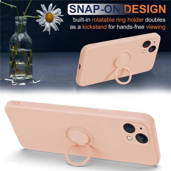 OEM - iPhone 15 Plus Mobilskal Ringhållare Liquid Silikon - Rosa