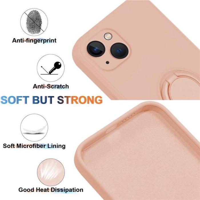 OEM - iPhone 15 Plus Mobilskal Ringhållare Liquid Silikon - Rosa