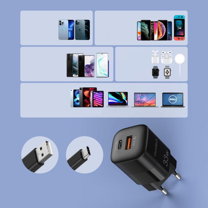 Choetech - Choetech Snabbladdare 33W USB-C - Svart