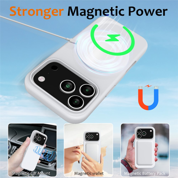 A-One Brand - iPhone 17 Pro Max Mobilskal MagSafe Silikon Anti-Drop - Vit
