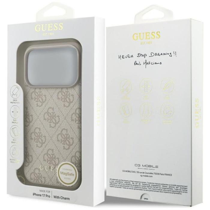 Guess - Guess iPhone 17 Pro Mobilskal MagSafe 4G Charms Collection - Rosa