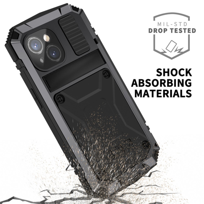 R-JUST - R-JUST iPhone 15 Plus Mobilskal med Härdat Glas - Svart