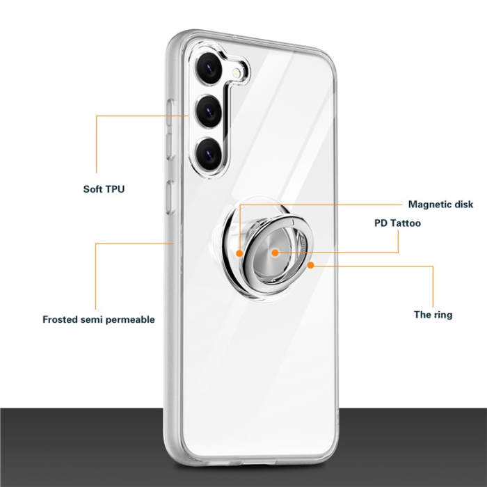 A-One Brand - Galaxy S23 Skal Ringhållare Kickstand Shockproof - Clear