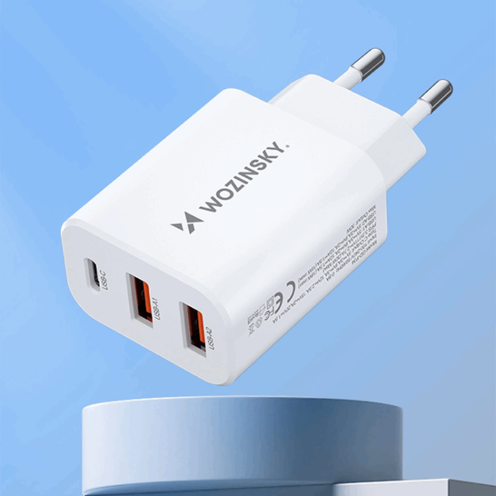 Wozinsky - Wozinsky Väggladdare 30W USB-C/2 x USB-A - Vit