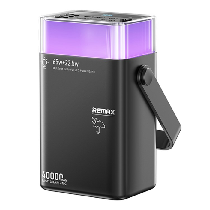 Remax - REMAX Powerbank 40000mAh 65W FP-3 Outdoor LED - Svart