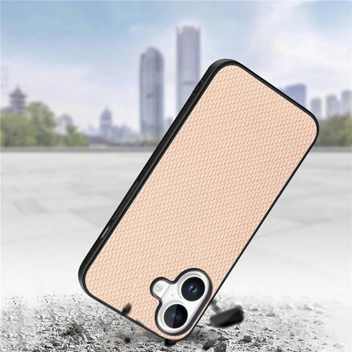 A-One Brand - iPhone 17 Mobilskal Carbon Fiber PU Läder - Khaki