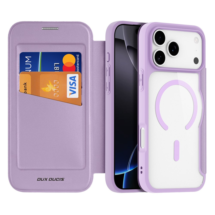 Dux Ducis - Dux Ducis iPhone 17 Pro Plånboksfodral MagSafe Skin X Pro - Lila Rosa