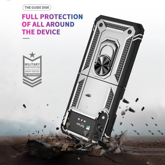 A-One Brand - Galaxy Z Flip 4 Skal Ringhållare Kickstand - Silver