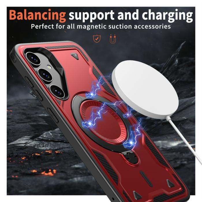 N/A - Mobilskal till Samsung Galaxy S23 FE Plast Militärskydd Kickstand - Röd