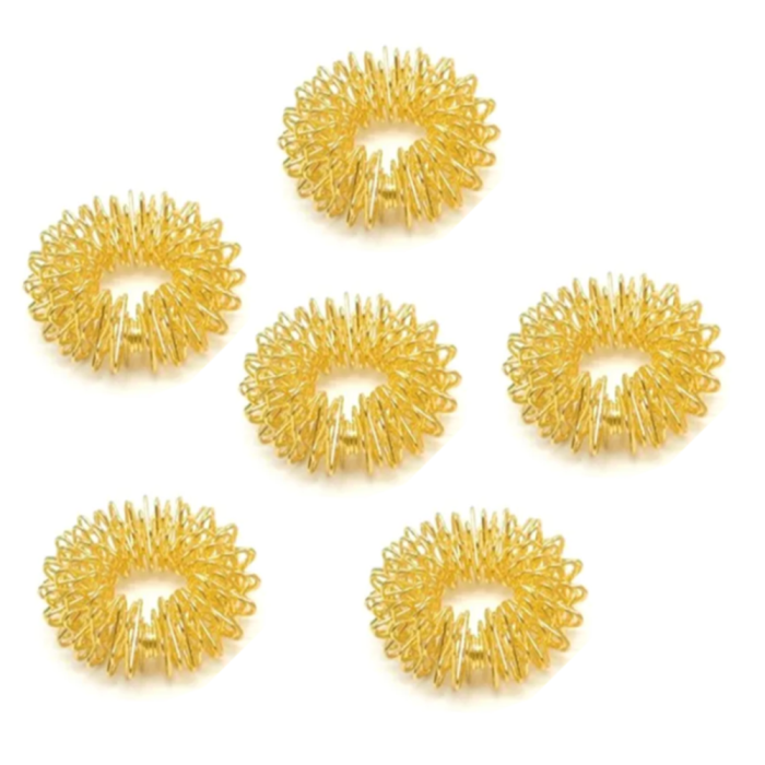 Fidget Toys - 6 Pack Finger Massage ring acupuncture - Sensory Toy - Guld
