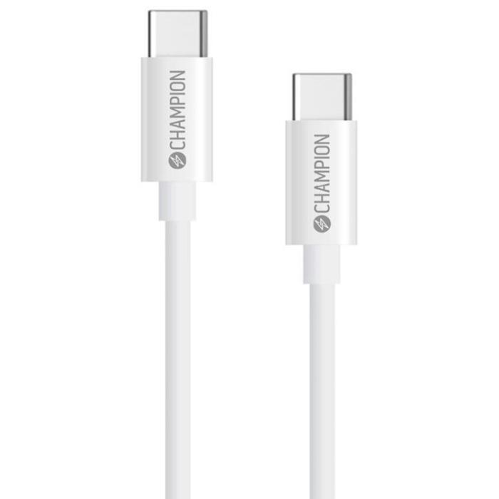 Champion - CHAMPION USB-C till USB-C kabel 60W 2m - Vit