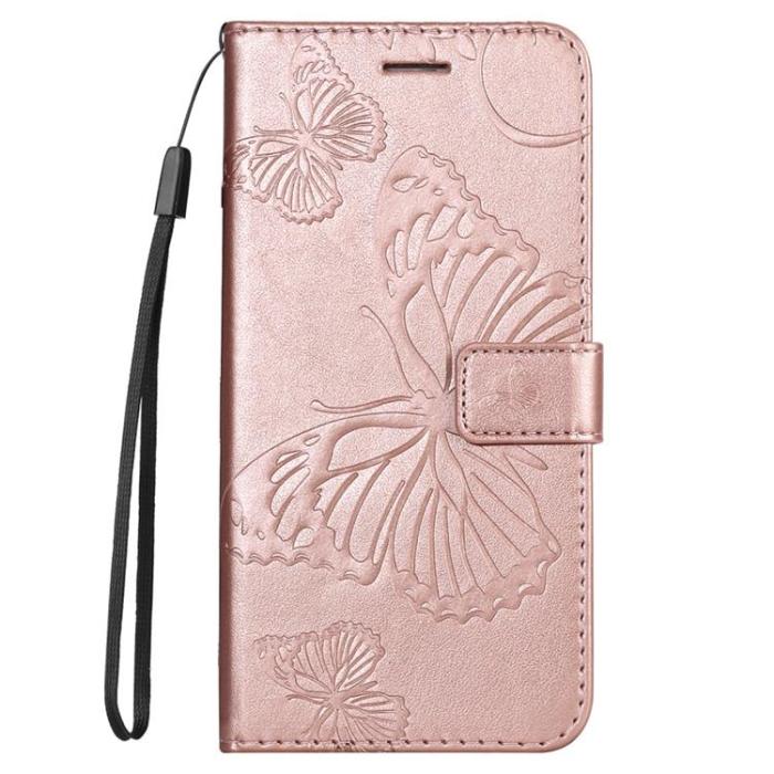 A-One Brand - Butterfly Imprinted Fodral Galaxy S22 - Rosa Guld