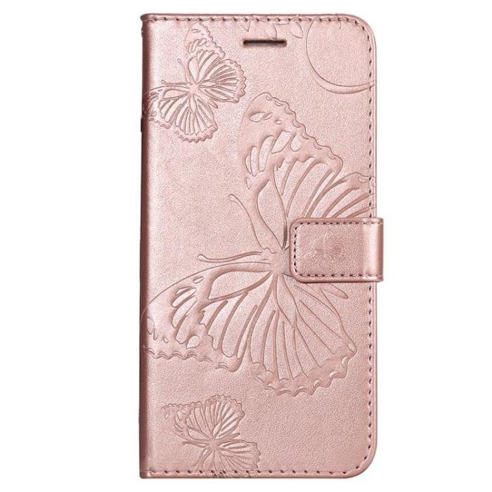 A-One Brand - Butterfly Imprinted Fodral Galaxy S22 - Rosa Guld