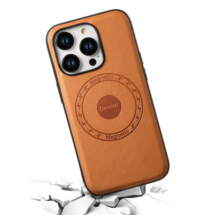 DENIOR - DENIOR iPhone 15 Pro Fodral KonstLäder - Khaki