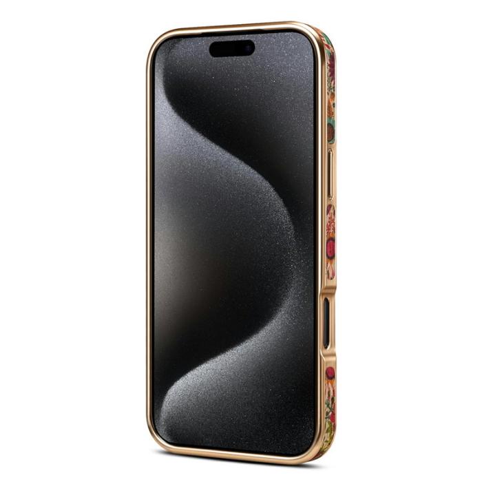 DENIOR - DENIOR iPhone 17 Pro Fodral Mönstertryckt Elektropläterad Konstläder Gul