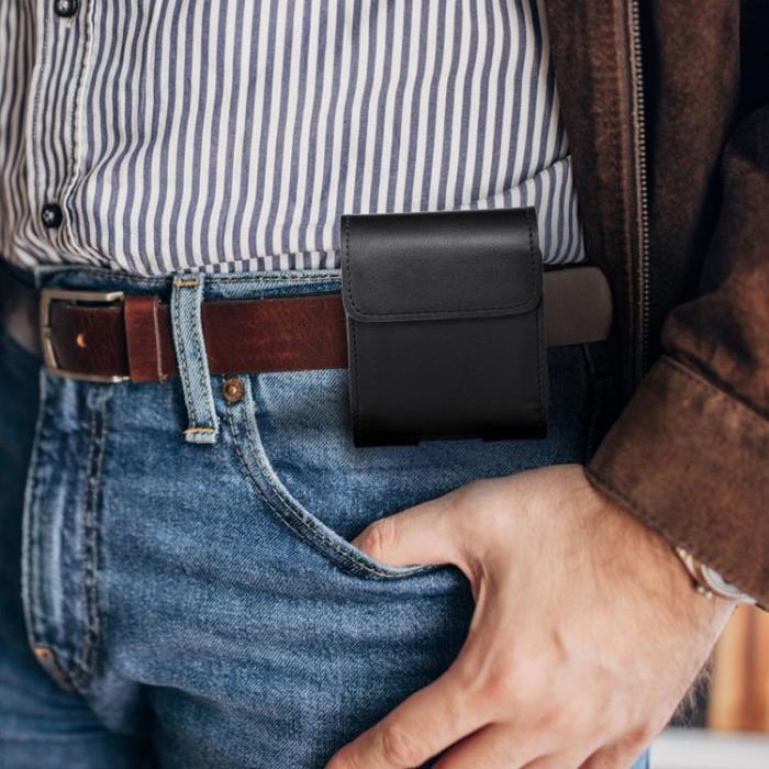 OEM - Galaxy Z Flip 6/5/4 Bältesväska Holster Horizontal Hästläder - Svart