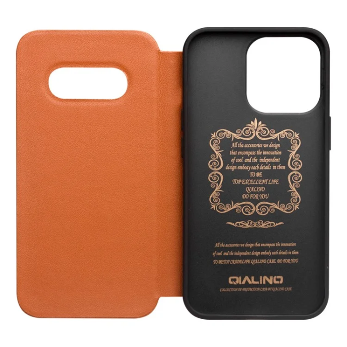 QIALINO - QIALINO iPhone 13 Pro Max Fodral Äkta Läder Cowhide - Brun