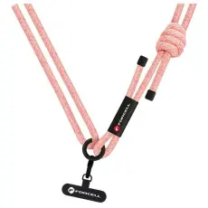 Forcell - Forcell Crossbody Mobilrem Lanyard med Justerbar L&auml;ngd - Rosa