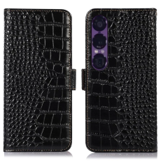 A-One Brand - Sony Xperia 1 VII Plånboksfodral Crocodile Texture - Svart