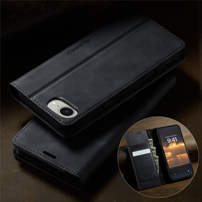 Caseme - Caseme iPhone 16e Plånboksfodral RFID Blocking - Svart