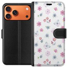 Gustaf - Pl&aring;nboksfodral till Apple Apple iPhone 17 Pro Max med Blommor och fj&auml;rillar