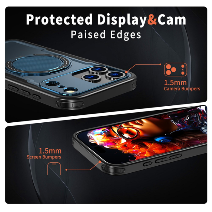 A-One Brand - iPhone 17 Pro Max Mobilskal MagSafe TPU+PC Kickstand - Blå