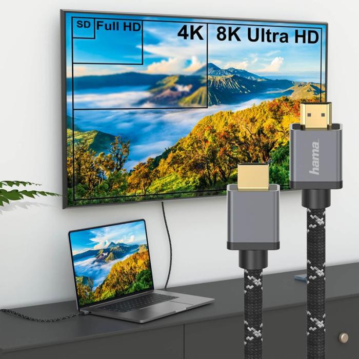 Hama - HAMA Kabel HDMI Ultra High Speed 8K 48Gbit/s Metall Guld 5.0m