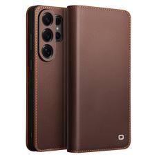 QIALINO - Qialino Pl&aring;nboksfodral f&ouml;r Samsung Galaxy S26 Ultra &Auml;kta l&auml;der - Brun