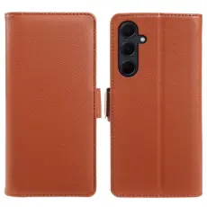 OEM - Pl&aring;nboksfodral f&ouml;r Samsung Galaxy S26 Konstl&auml;der Magnetiskt - Brun
