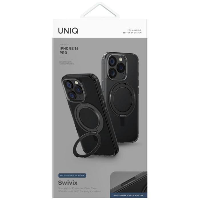 UNIQ - UNIQ iPhone 16 Pro Mobilskal Swivix 360 Kickstand - Svart