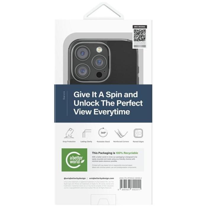 UNIQ - UNIQ iPhone 16 Pro Max Mobilskal Swivix 360 Kickstand - Svart