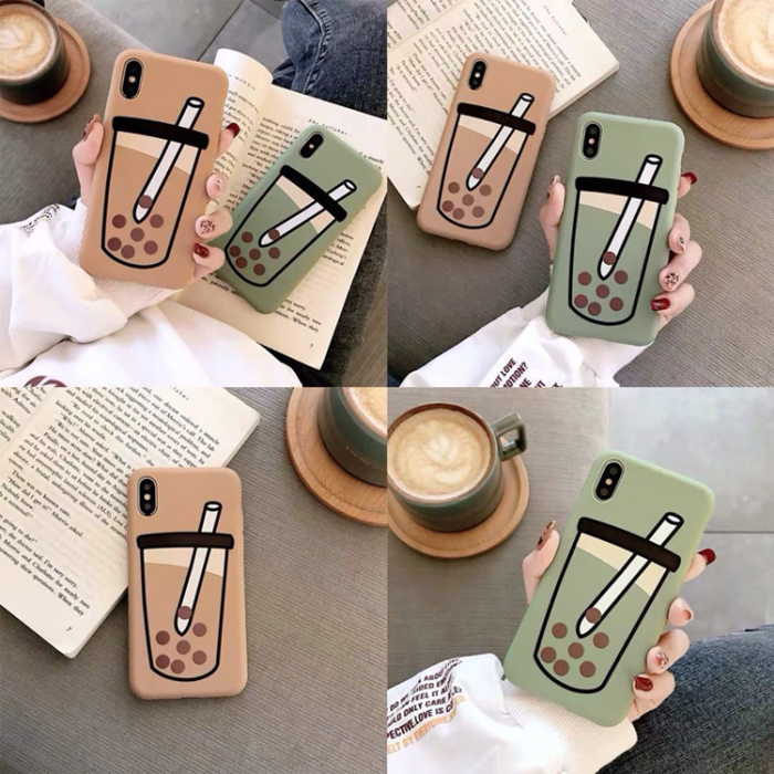 UTGATT1 - iPhone 7/8/SE(2020/2022)Mobilskal Boba Milk Tea Silikon - Brun