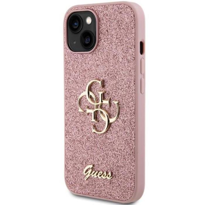 Guess - Guess iPhone 15 Plus Mobilskal Glitter Script Big - Rosa